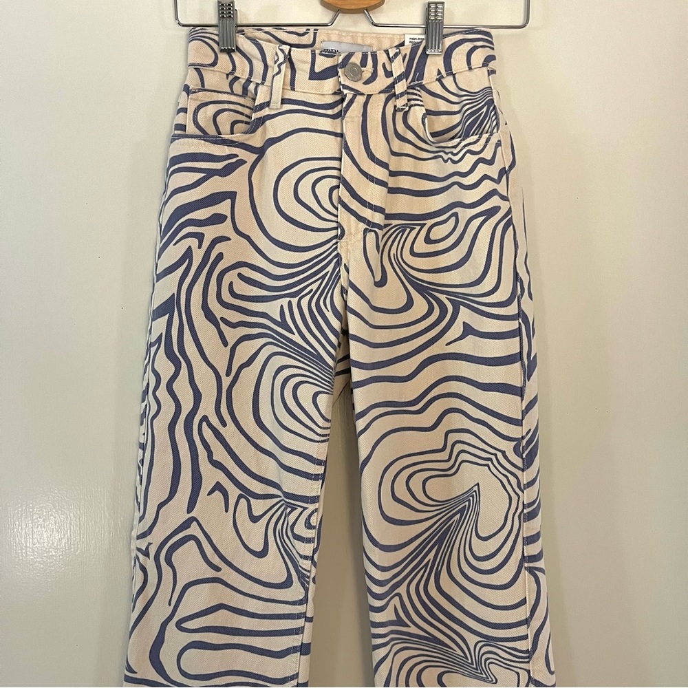 Swirl print straight leg high-rise jeans